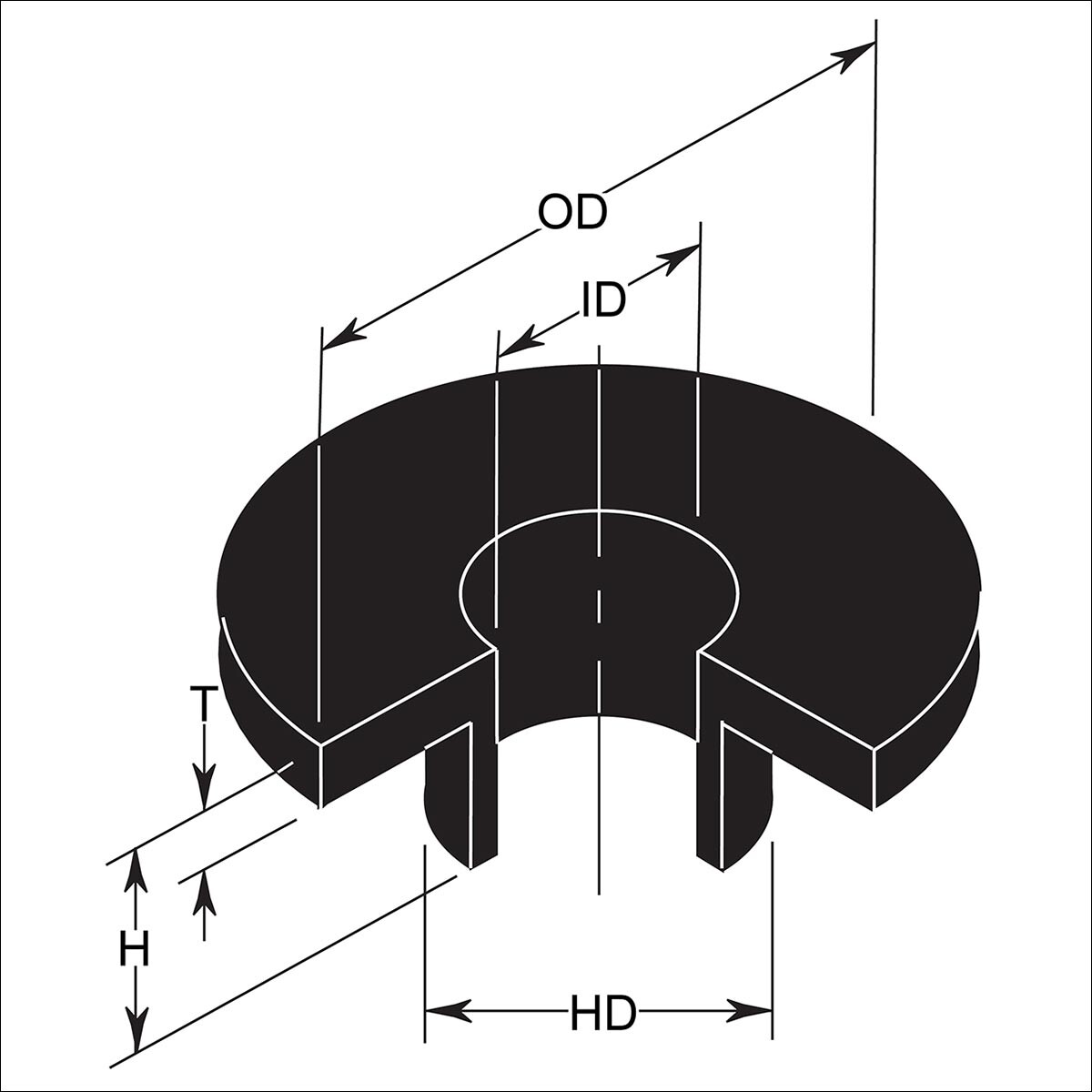 Mason Industries Isolation Washer Bushing Size Diagram