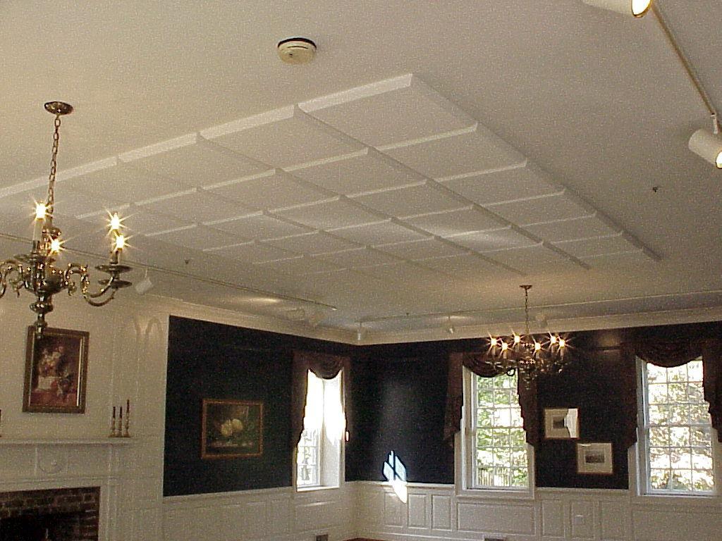 Event room using Sonex® Contour Ceiling Tiles mounted to ceiling, to reduce noise during events.