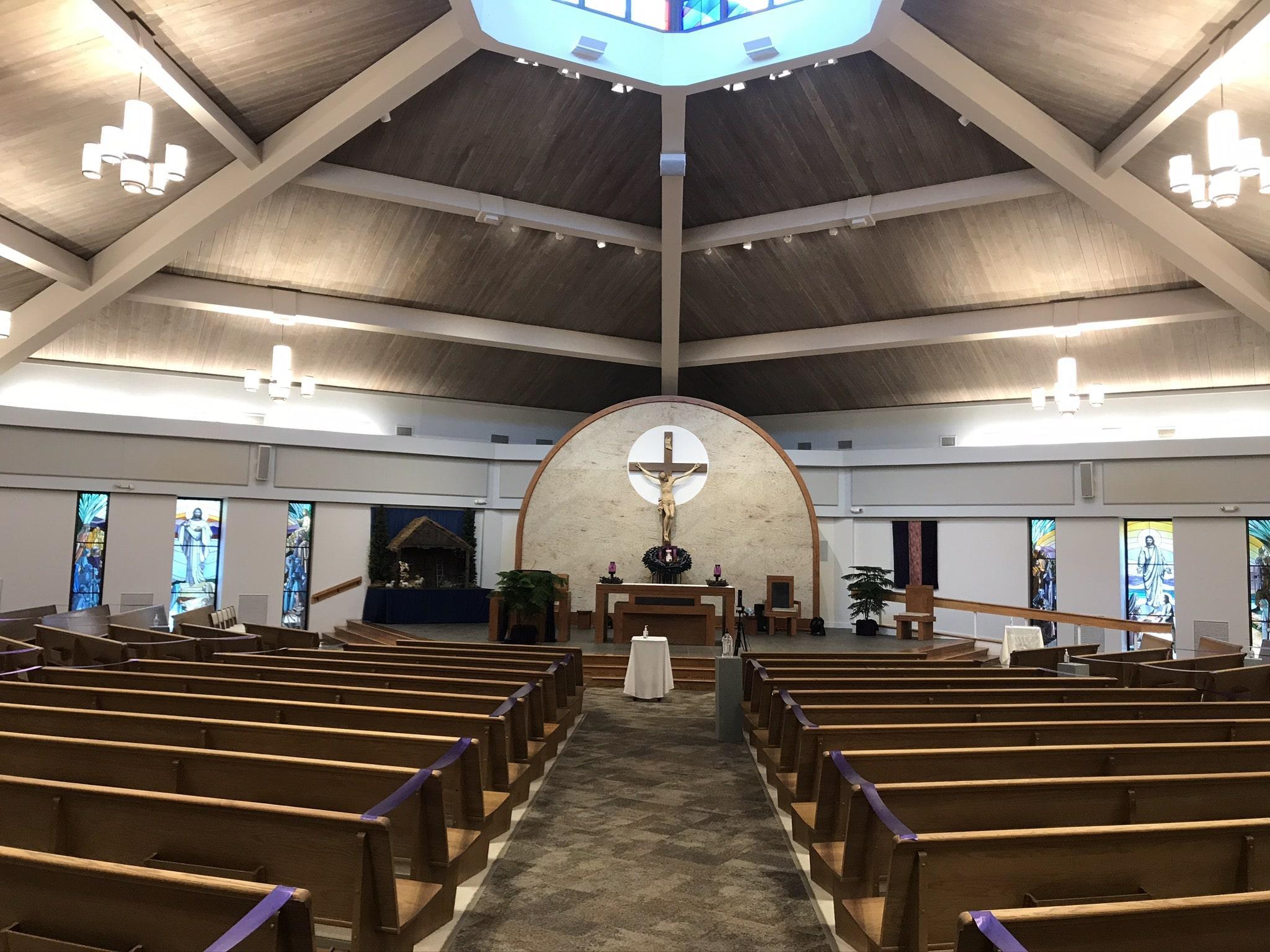 Acoustical panels were installed around the perimeter of the worship space.