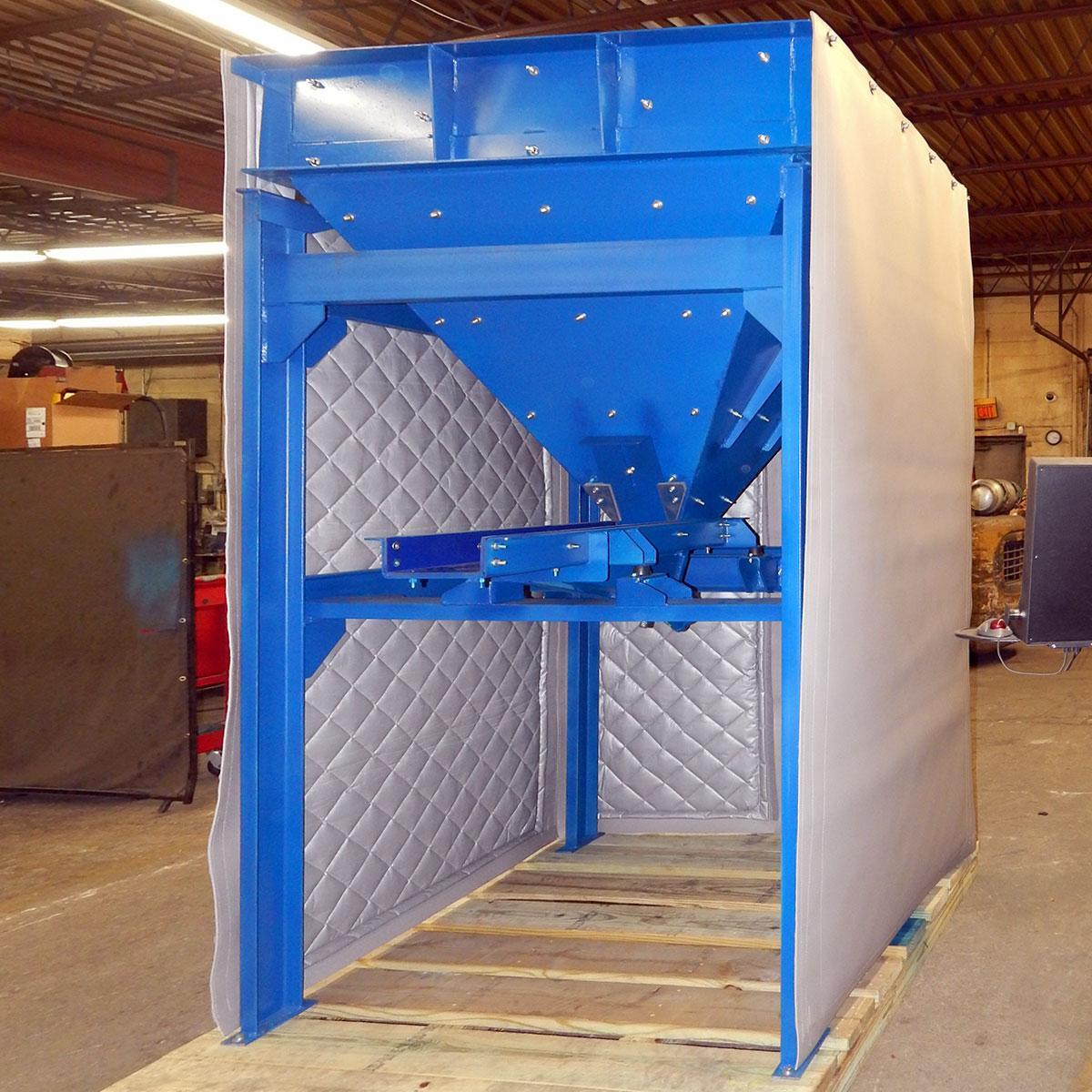PrivacyShield® Absorptive Soundproofing Blanket around an industrial hopper.