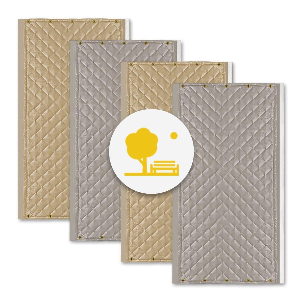 PrivacyShield® ABBC-13EXT Exterior Barrier Backed Soundproofing Blanket shown in Tan and Grey