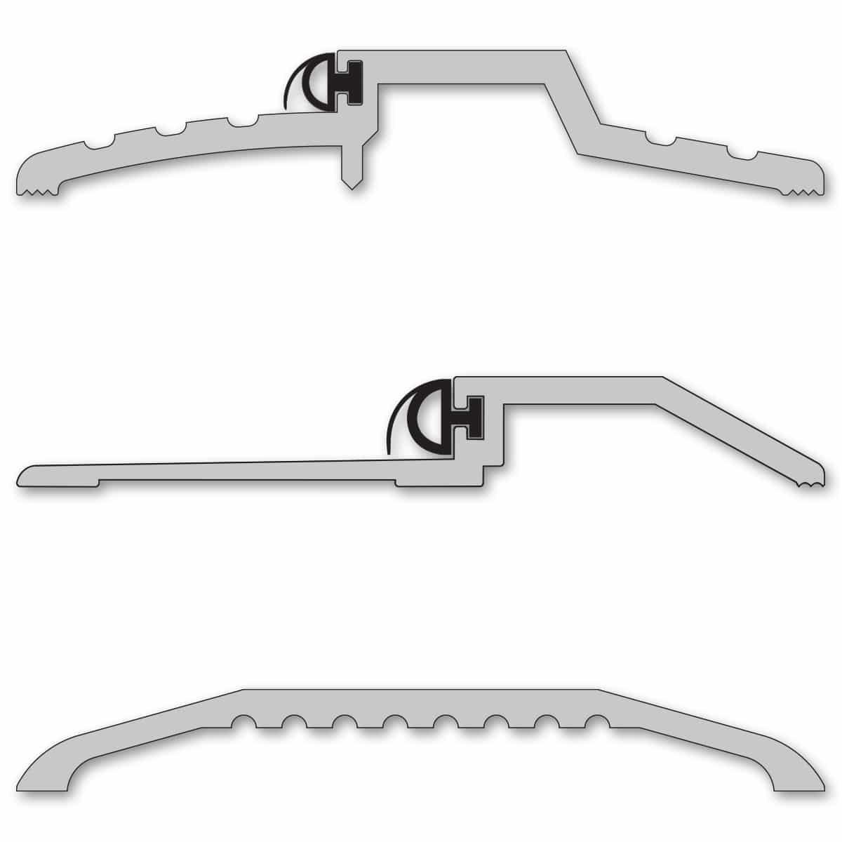 Acoustic Door Threshold Cutaway Illustrations Styles 565 (top), 564 (middle), and 164 (bottom)