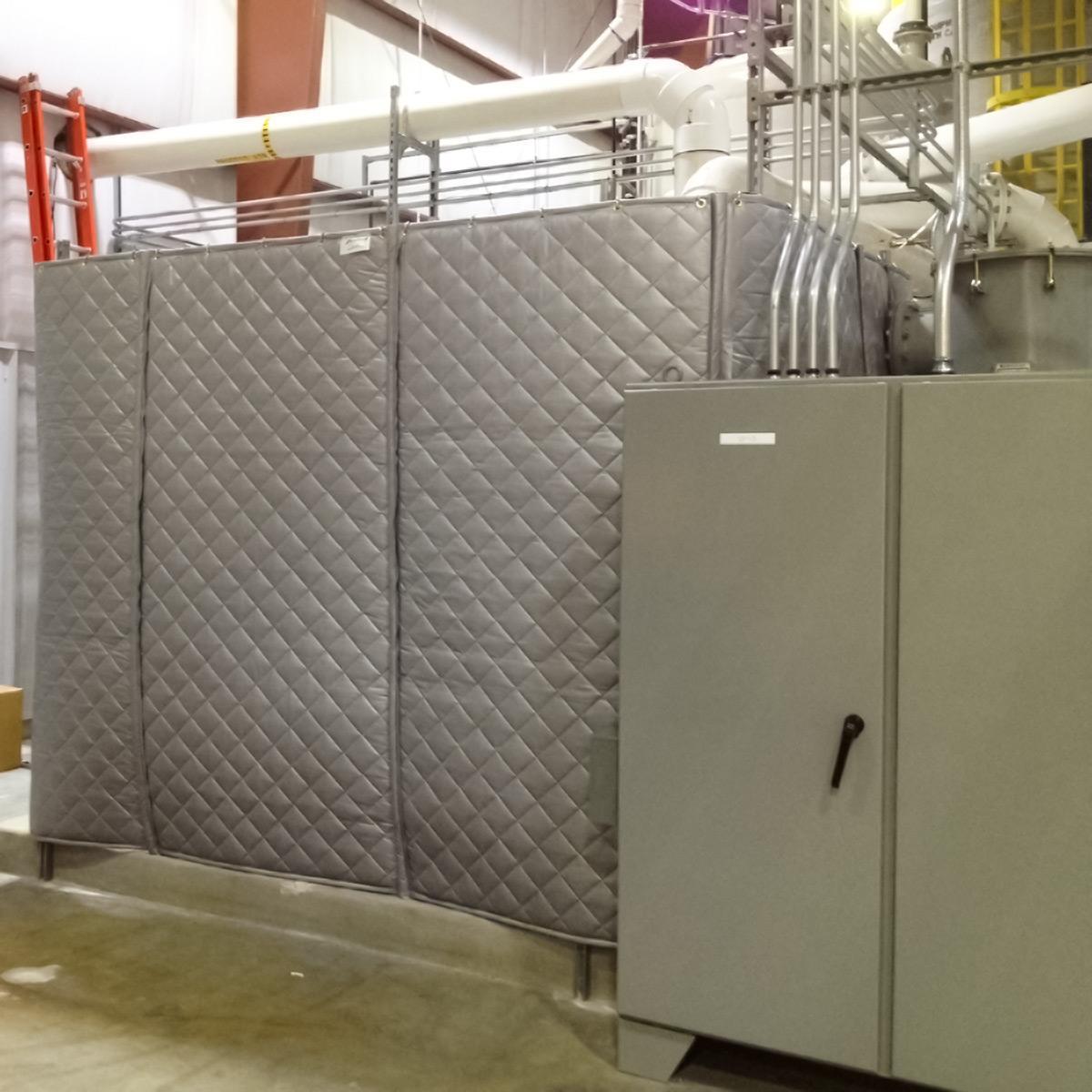 AECOM Industrial Plant – Acoustical blanket wall using PrivacyShield® blankets to block noise from equipment, reducing the noise for the employees in plant.