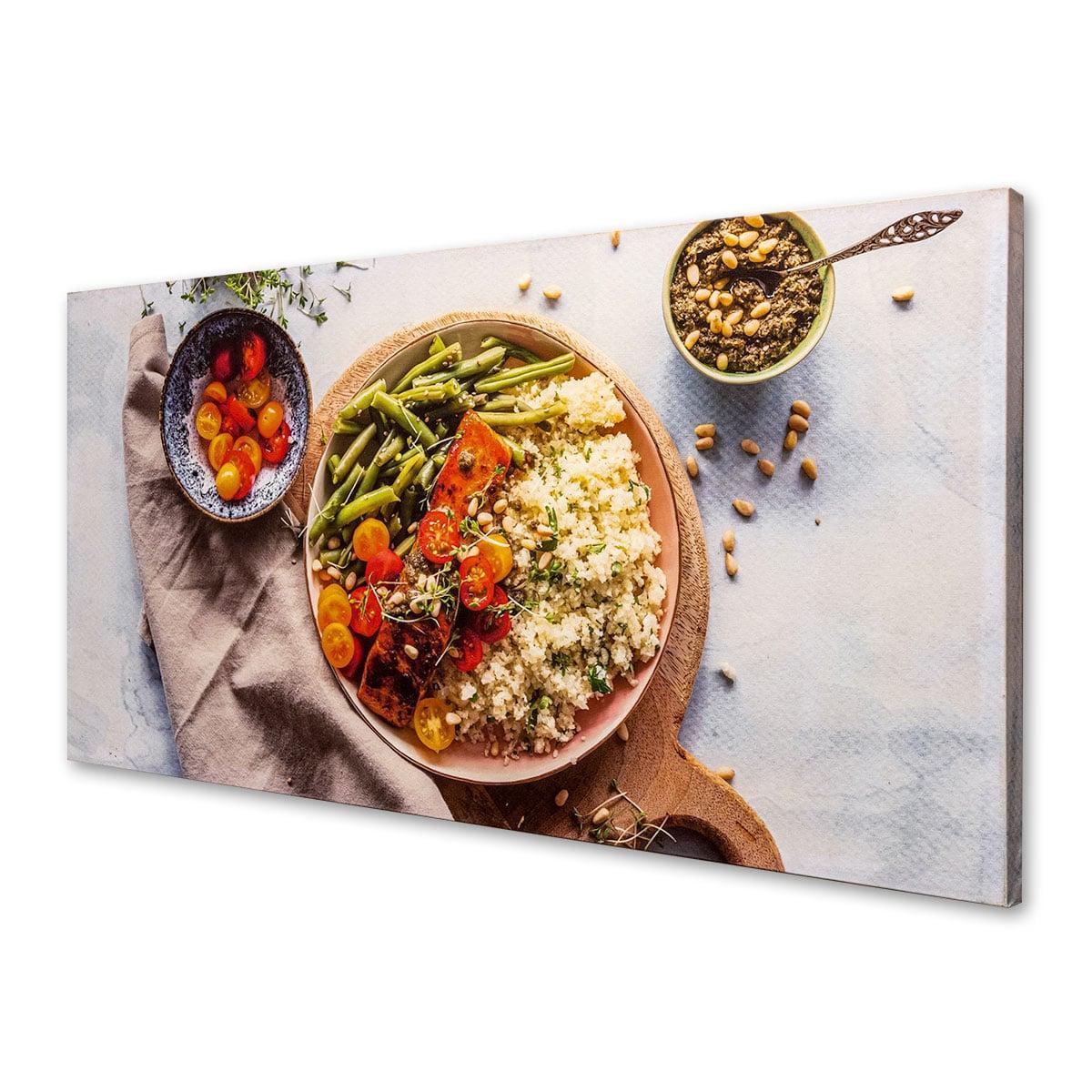 An image of a balanced meal printed on an AlphaSorb® Art Acoustic Panel