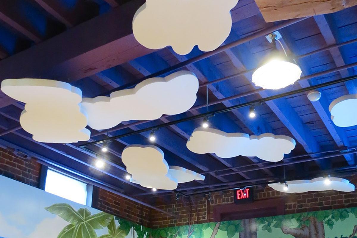 Amazement Square Children's Museum - Whisperwave® Acoustic Ceiling Clouds  (Shapes cut on site by installer).
