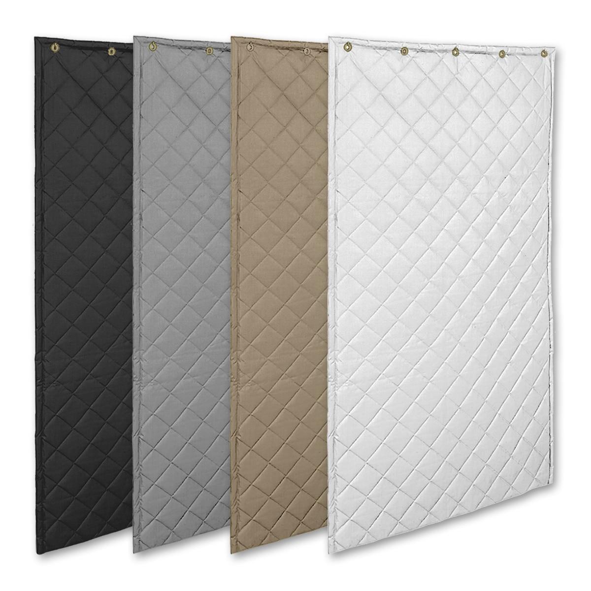PrivacyShield® AQFA-10 Soundproofing Blankets shown in Black, Grey, Tan, and White