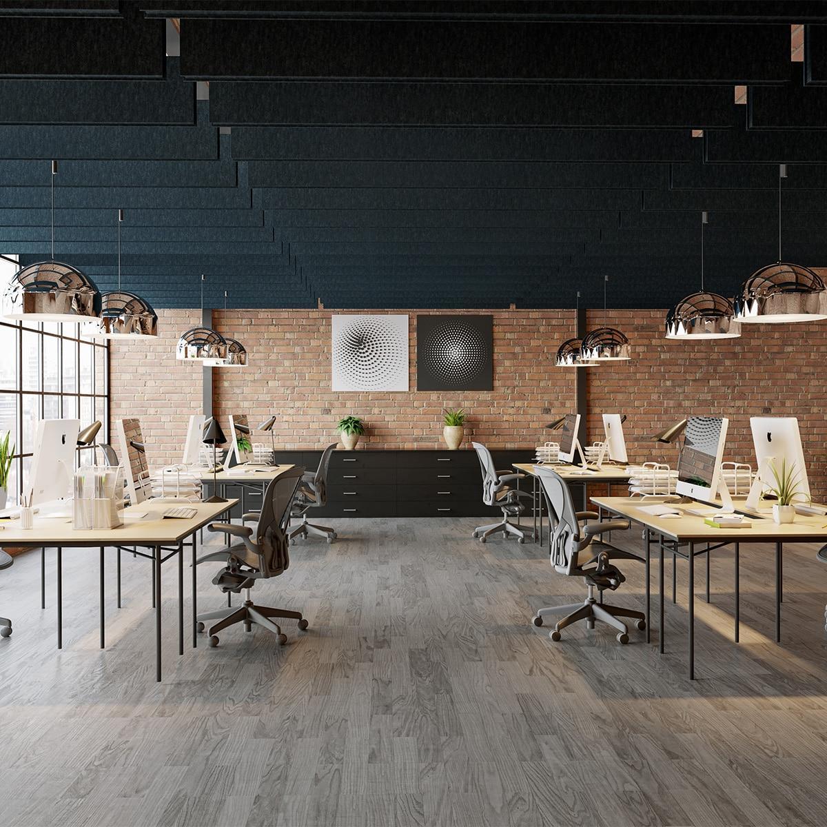 AlphaSorb Designer Premium Acoustic Felt Ceiling Baffles Installation