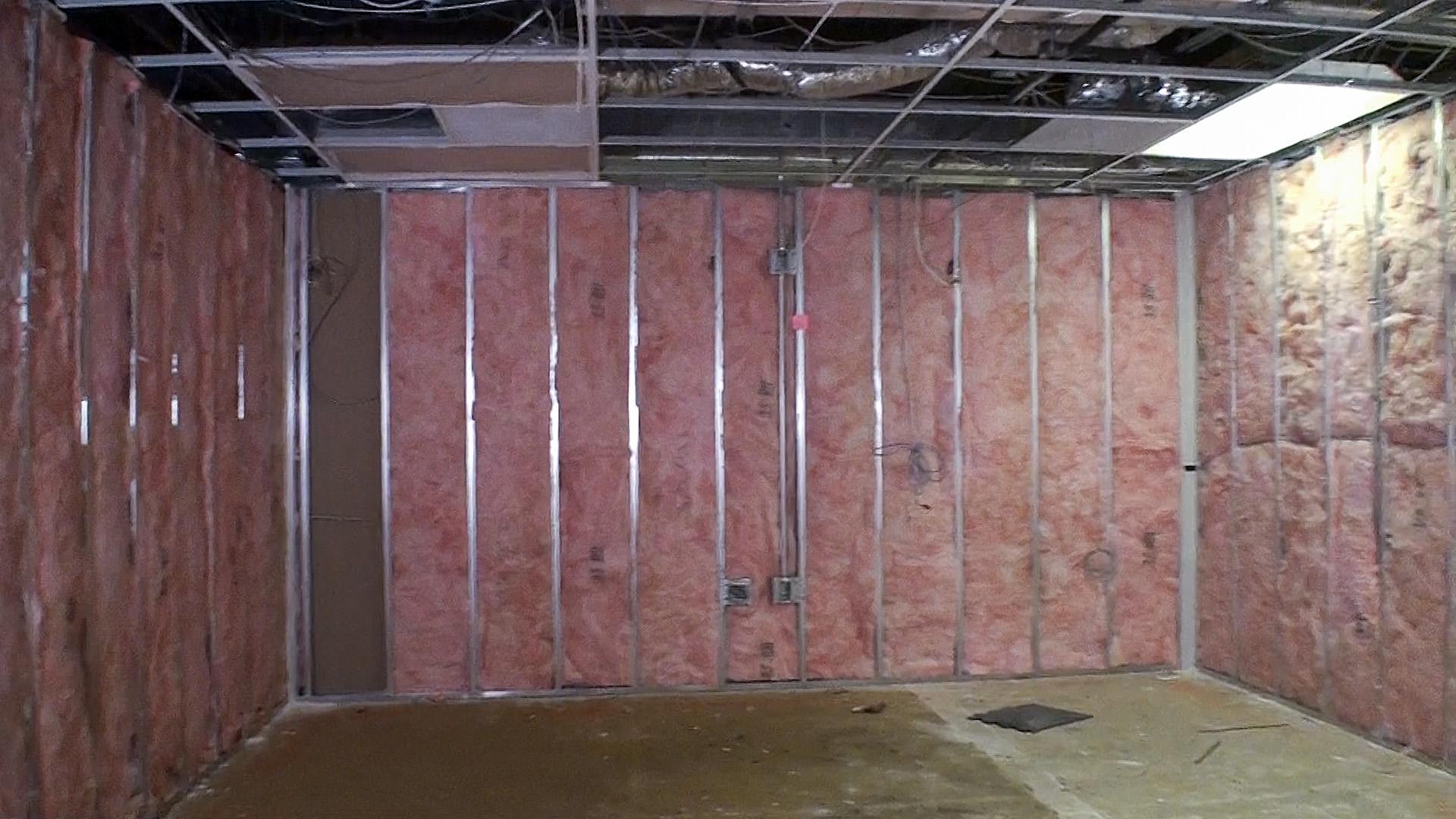 The rear and side walls of our Large Conference Room prior to acoustical product installation