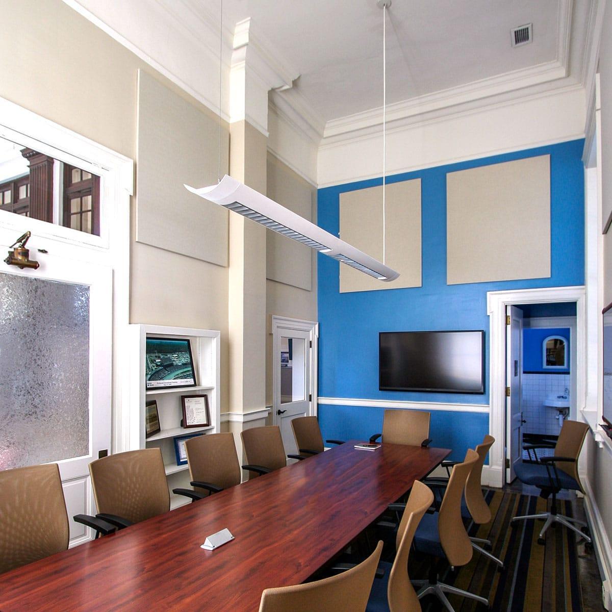 Barton Malow’s Main Conference Room using acoustic panels for teleconferencing