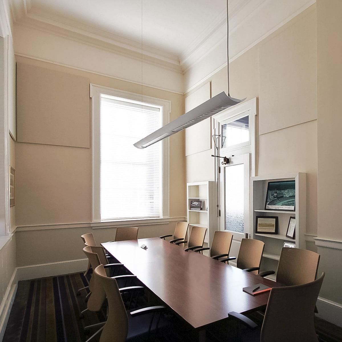 Barton Malow's Conference Room using acoustic panels to improve speech intelligibility