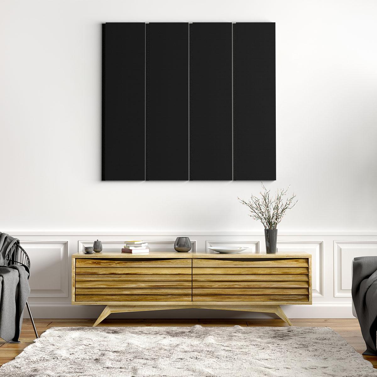 Acoustical Solutions Value Pack Panels in Black mounted above a table