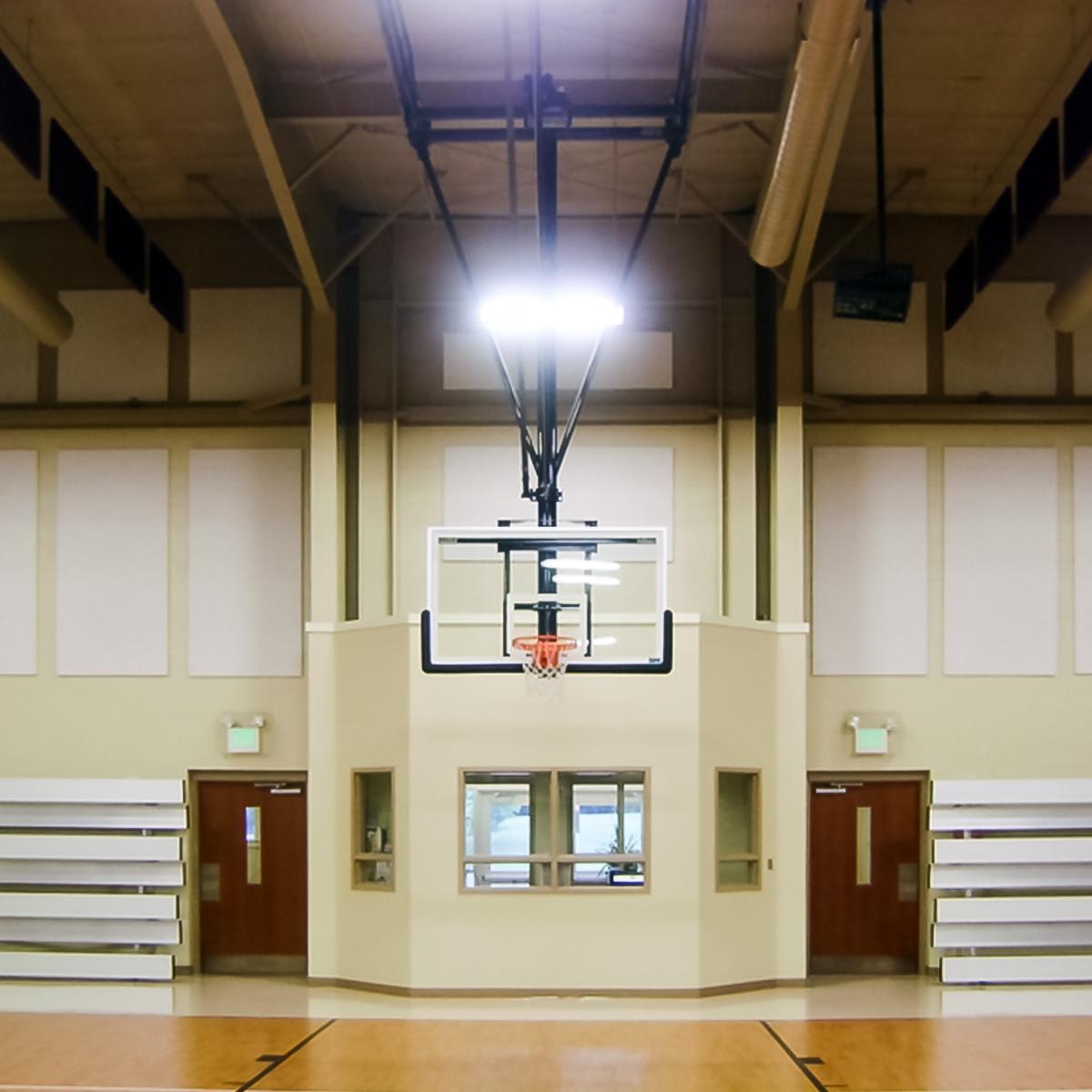 PolyPhon™ panels on upper walls of room to reduce flutter echo.