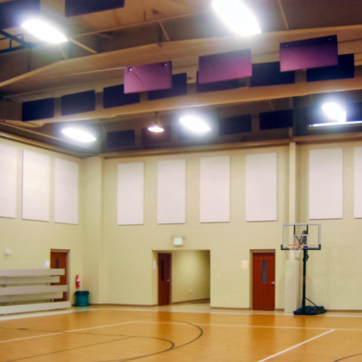 AlphaEnviro® baffles in ceiling of multipurpose room.