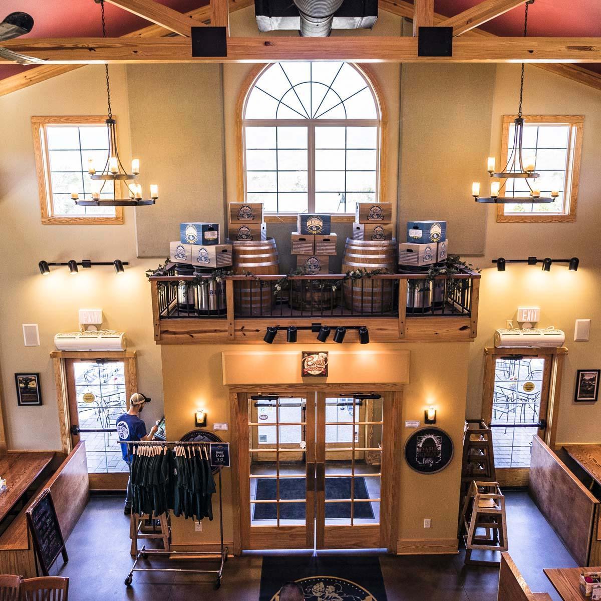 Blue Mountain Brewery installed a series of fabric wrapped acoustical panels to create a comfortably sounding environment for their patrons in the dining room.