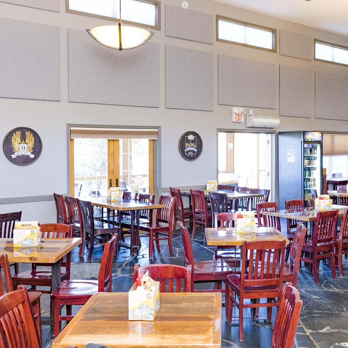 Blue Mountain Brewery tamed the acoustics in their popular tasting room by adding Alphasorb Acoustical Panels.