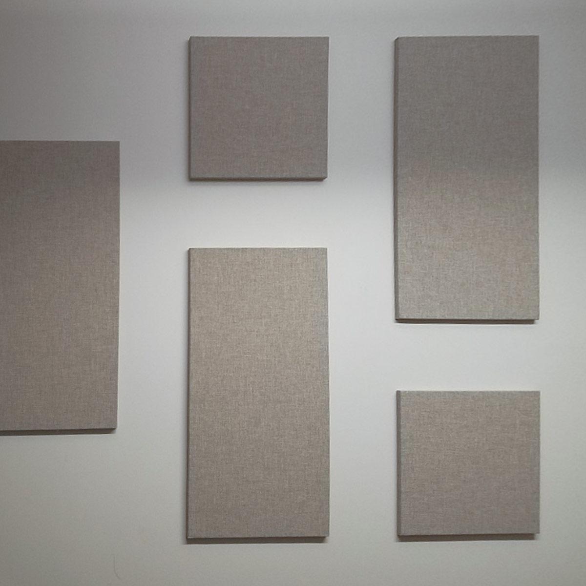 Fabric wrapped acoustic panels in the audio editing suites of CCA Global Partners.