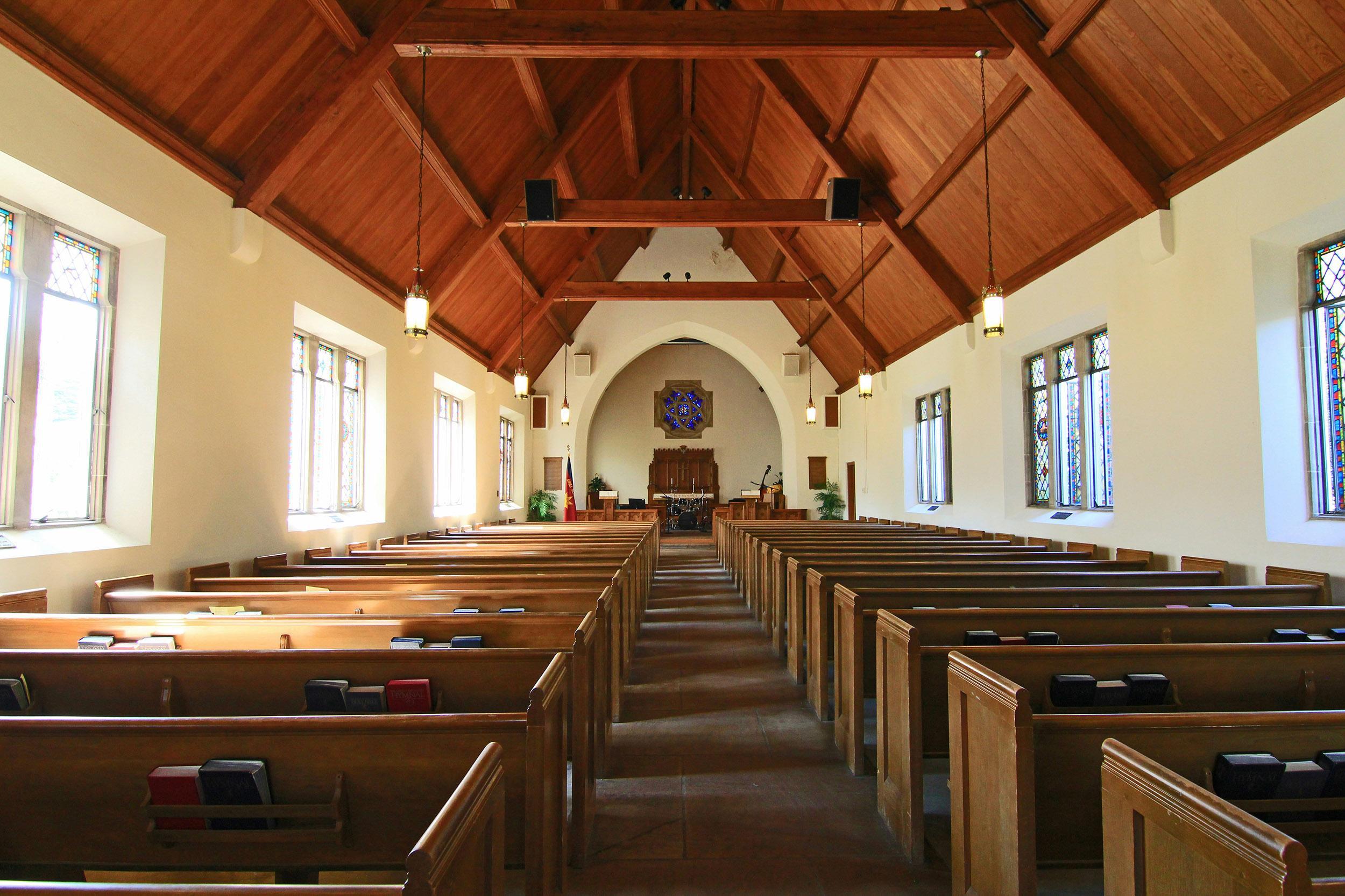 Chapel  with vaulted wood ceiling Photo by Debby Hudson on Unsplash
