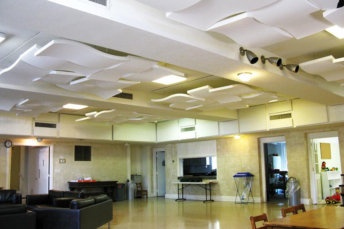 Sonex® Whisperwave® Clouds in ceiling for modern, clean look.