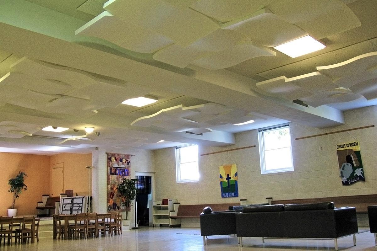 Sonex® Whisperwave® Clouds in ceiling to reduce noise and increase speech intelligibility.