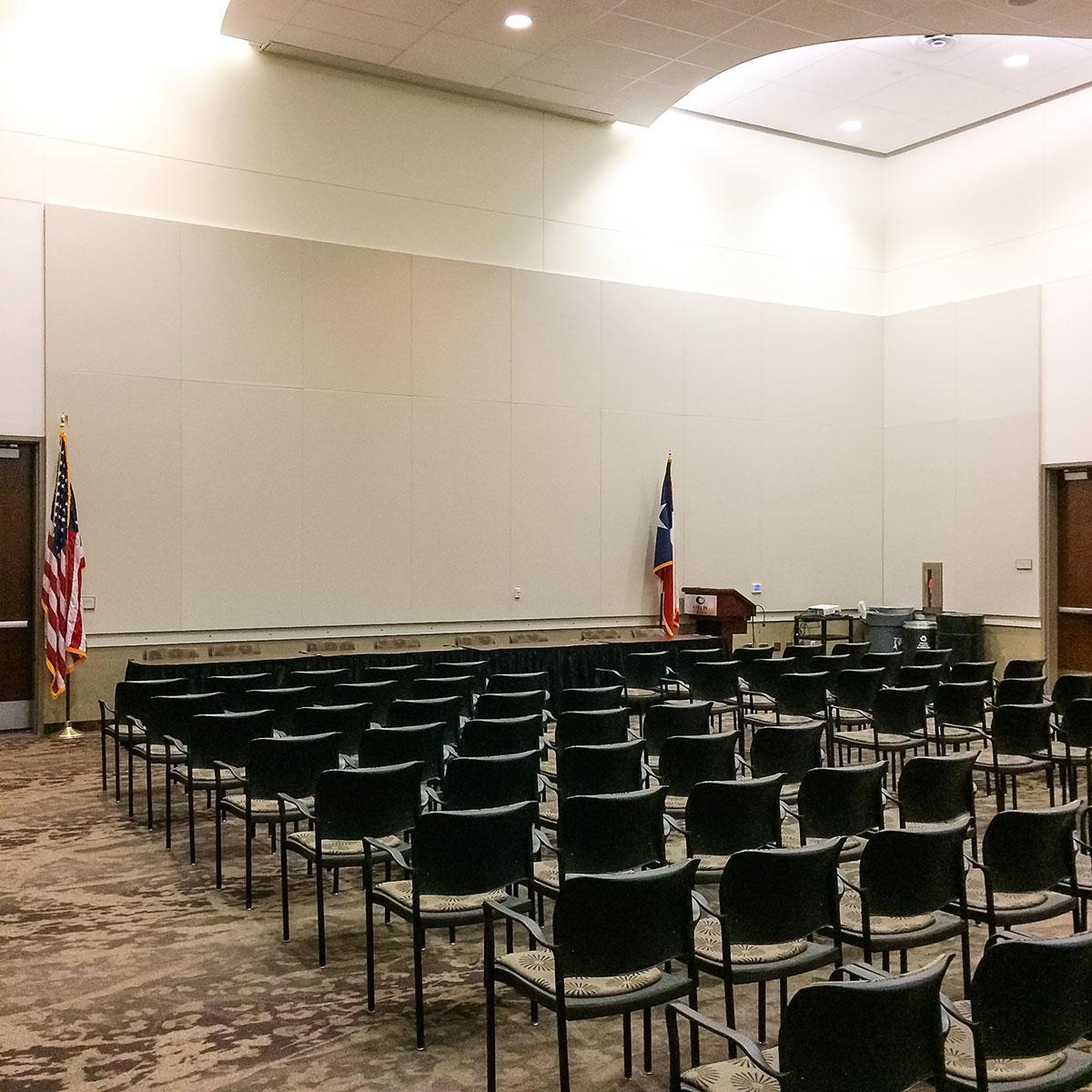 Collin College Preston Ridge Conference Center lined the walls with fabric wrapped panels.