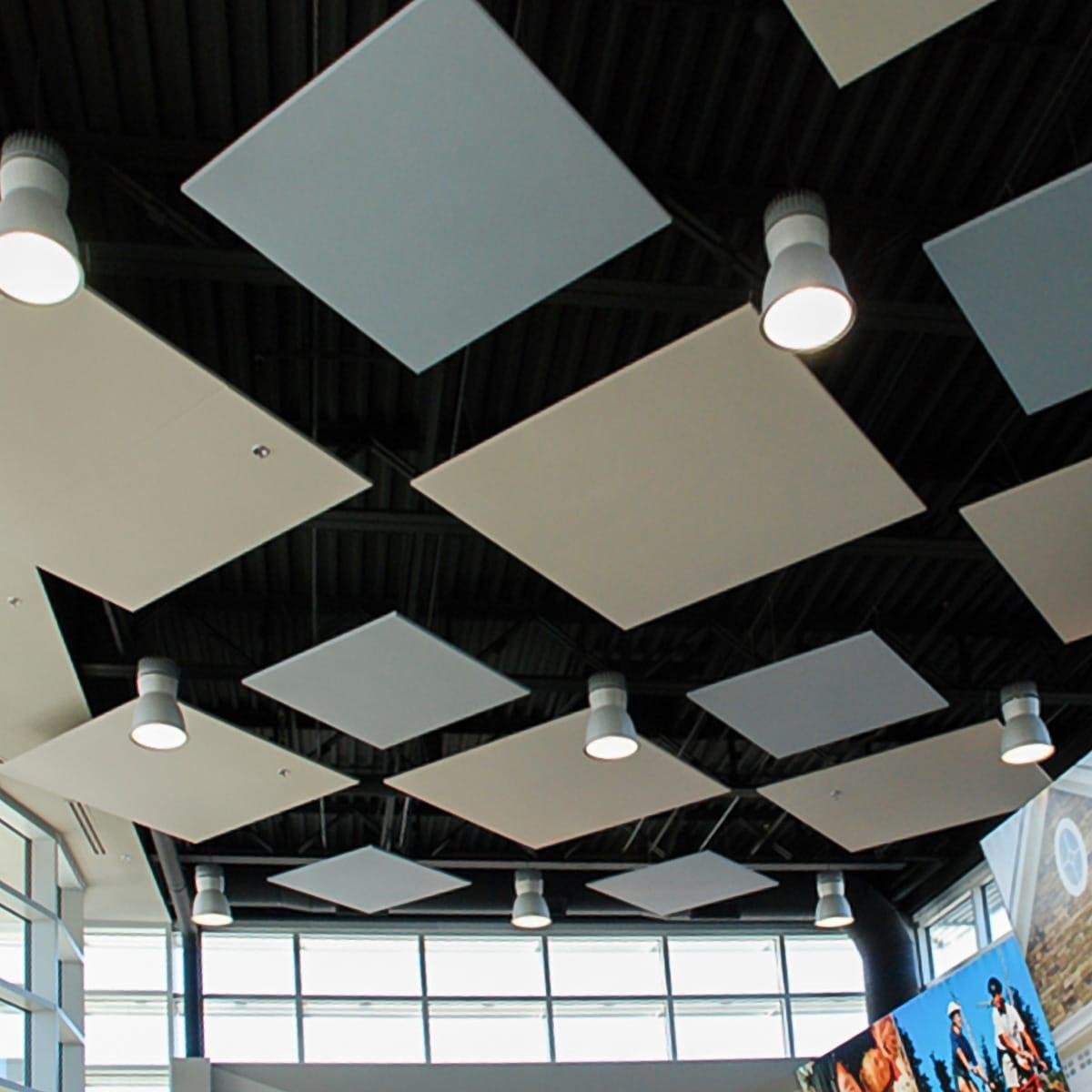 Diamond Credit Union Bank lobby area using AlphaSorb® clouds in ceiling