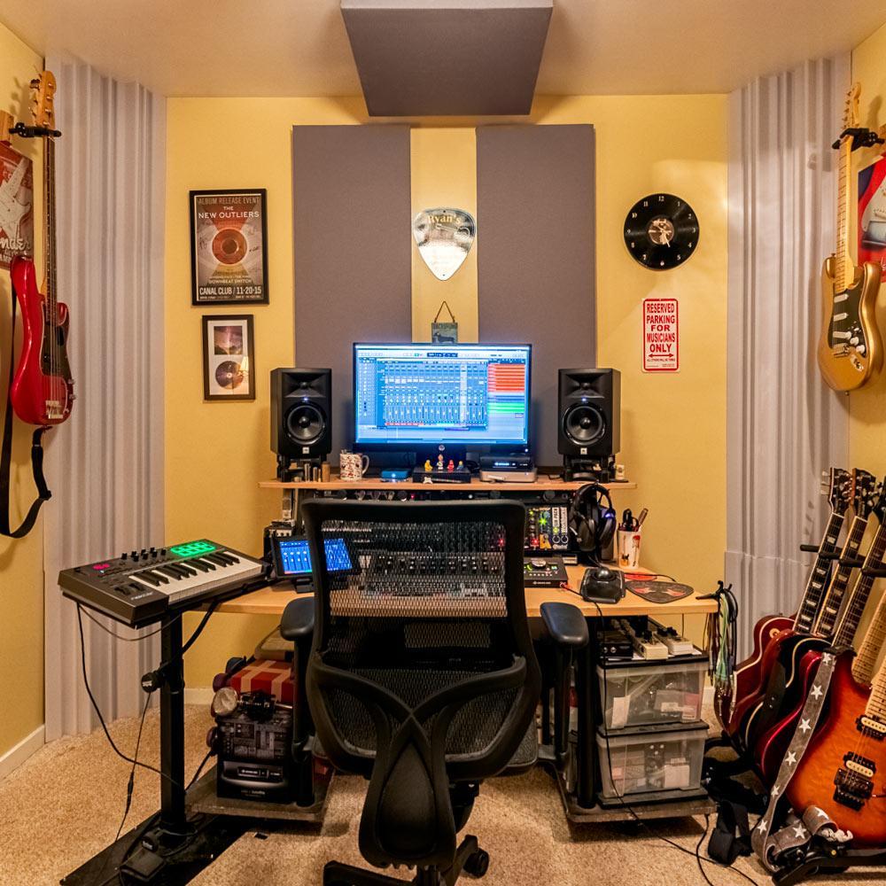 Distilled Sounds, a local project studio, is using our AlphaSorb® Acoustic Foam Bass Traps along with fabric wrapped acoustical panels and clouds to control sound in their mix space.