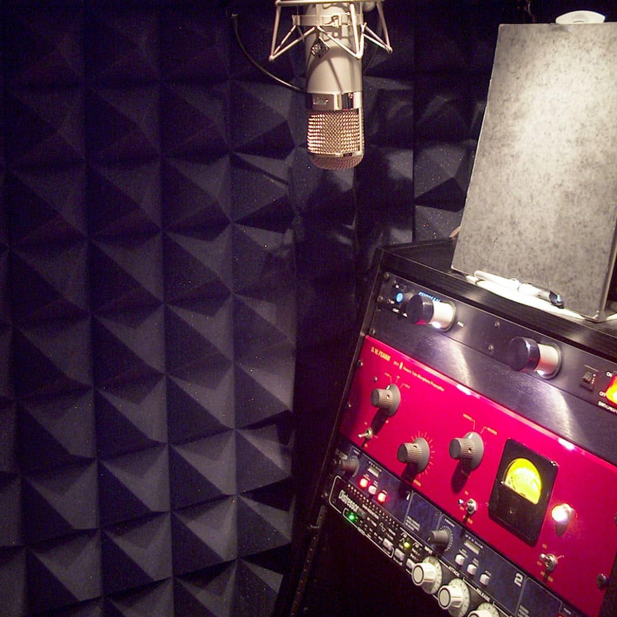 Donald James' Voice-Over Studio with pyramid acoustical foam.