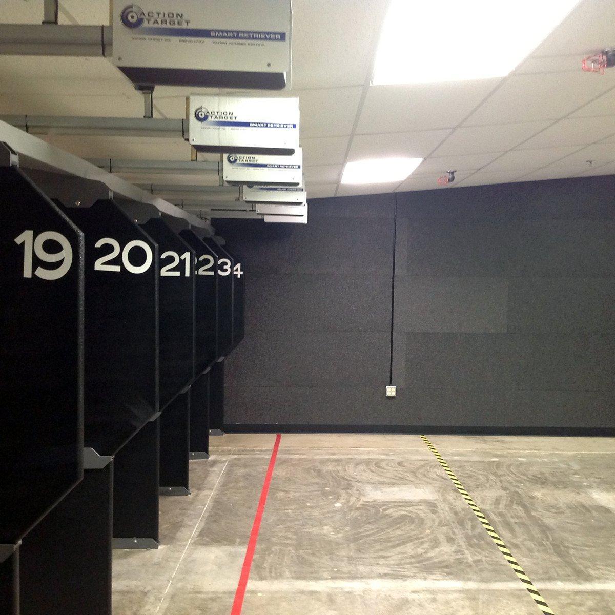 Polysorb Acoustic Panels on the wall in the Eagle indoor gun range. 