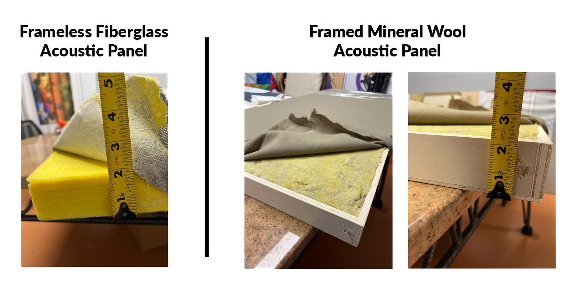 Framless Fiberglass Acoustic Panel vs. Framed Mineral Wool Acoustic Panel