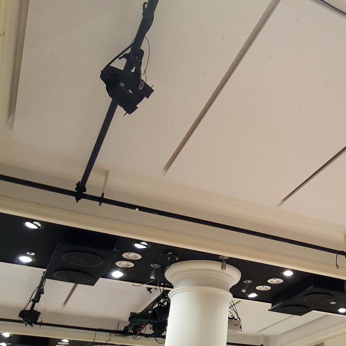 PolyPhon™ Polyester Acoustic Panels installed on the ceiling of the Helen Mills Event Space and Theater.