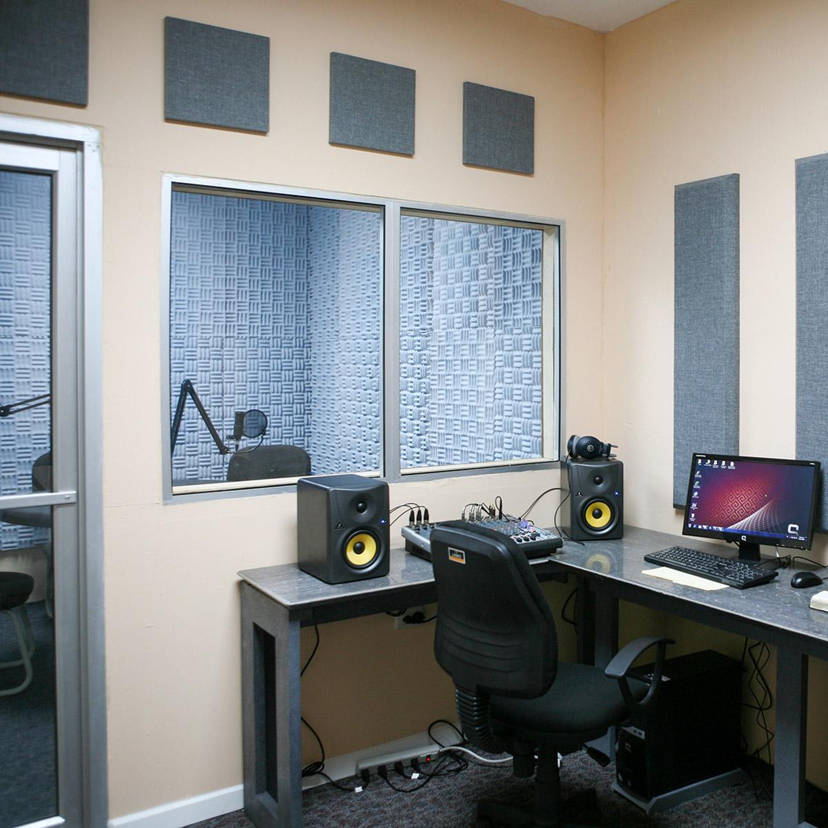 Honduras Radio Station Production Room with AlphaSorb® panels and acoustical foam.