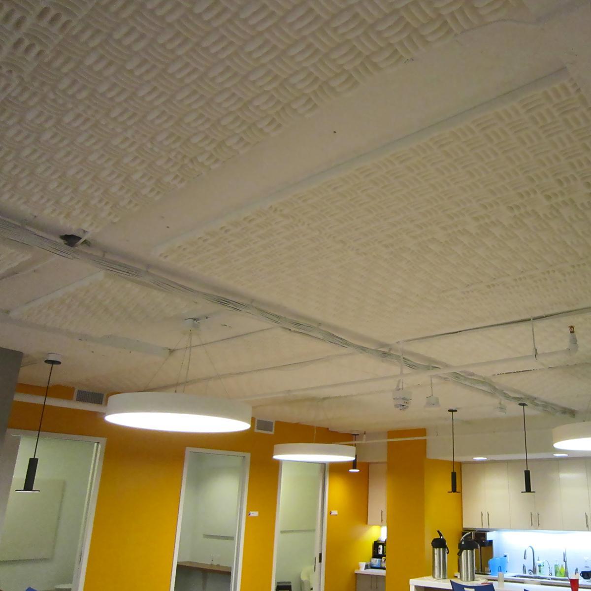 Internews – Sonex® Classic acoustical foam in Natural White installed direct to the ceiling to reduce echo.