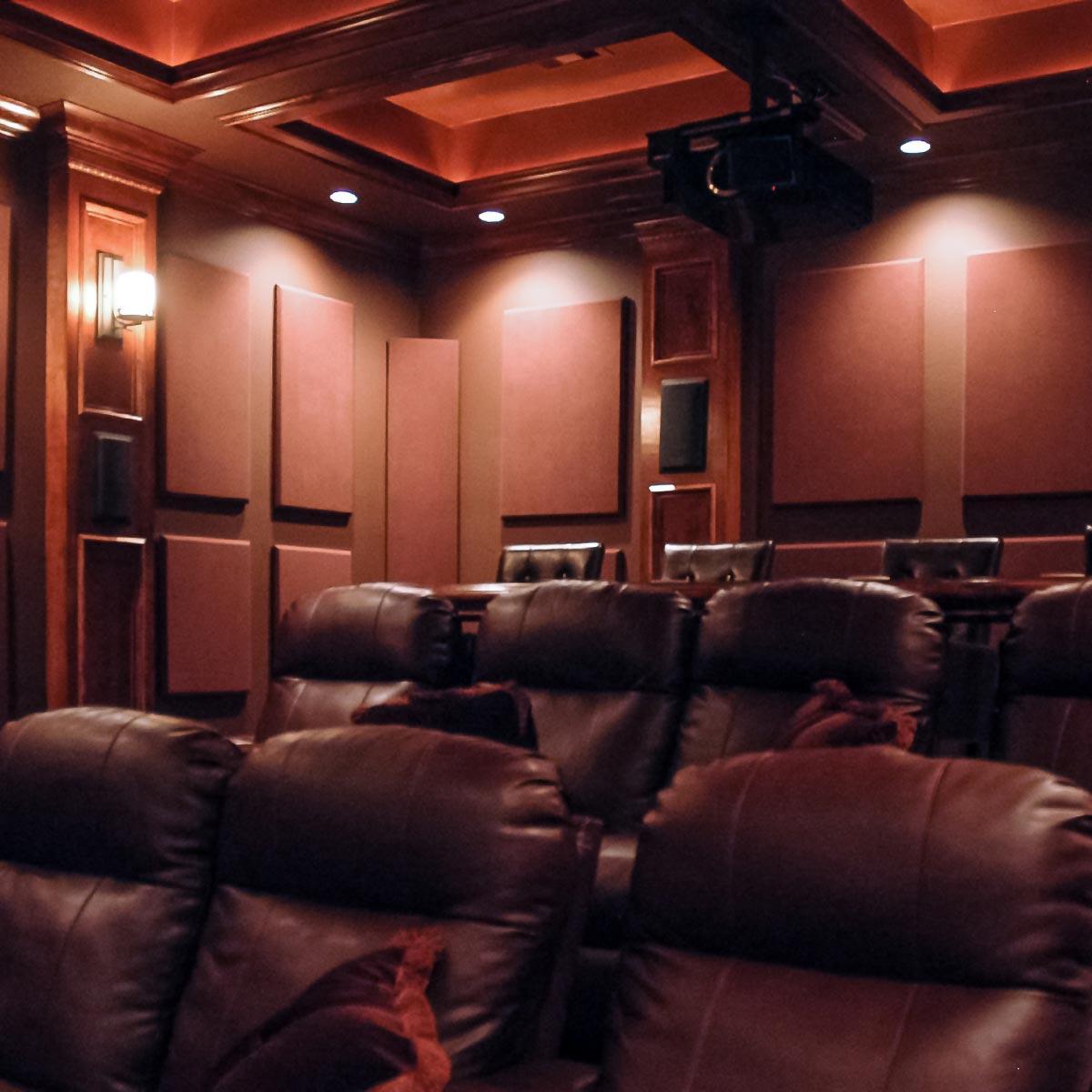 Jeff Autor's Home Theater using absorptive SoundSuede Acoustic Wall Panels and Bass Traps
