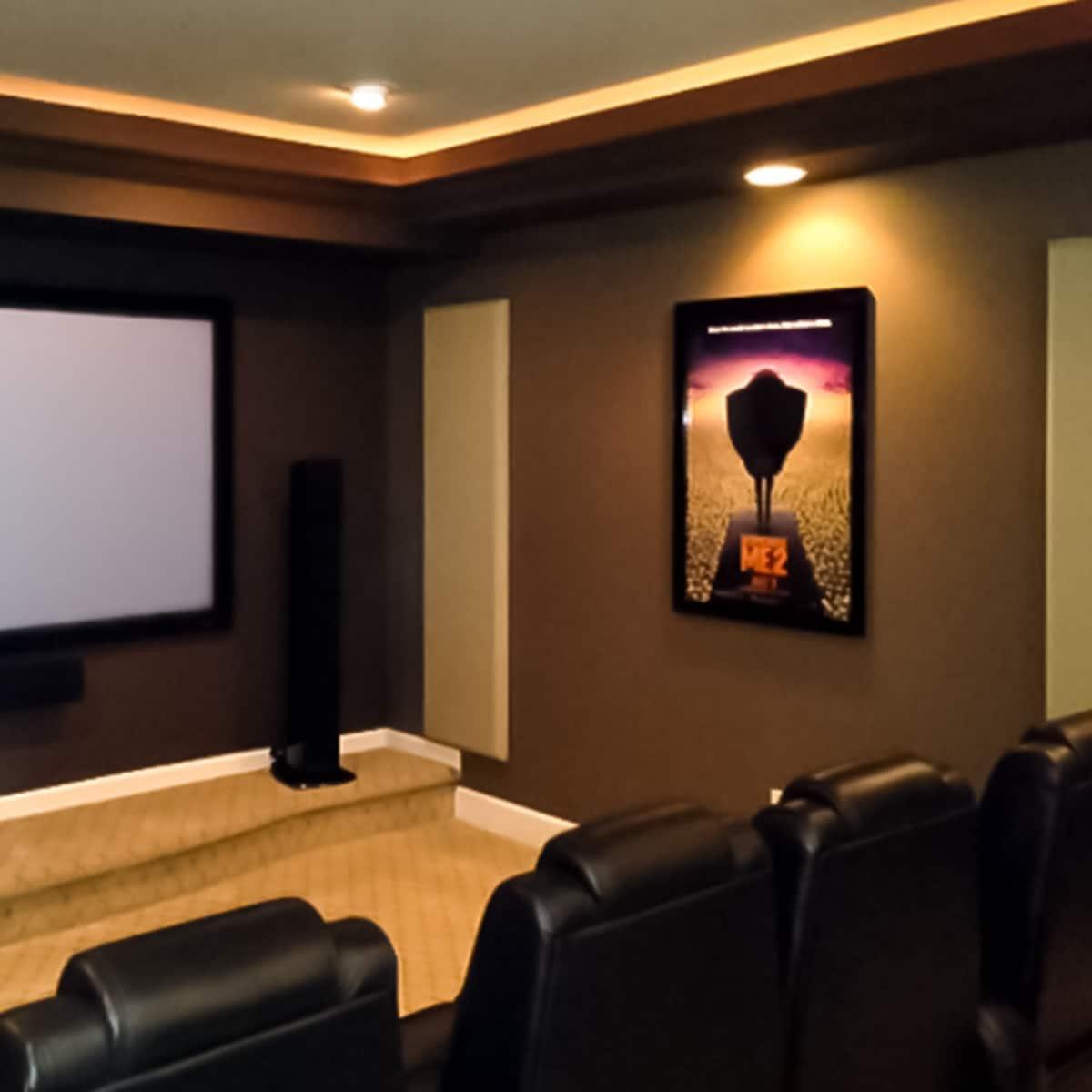 Jeff B.’s Home Theater acoustical treatment.