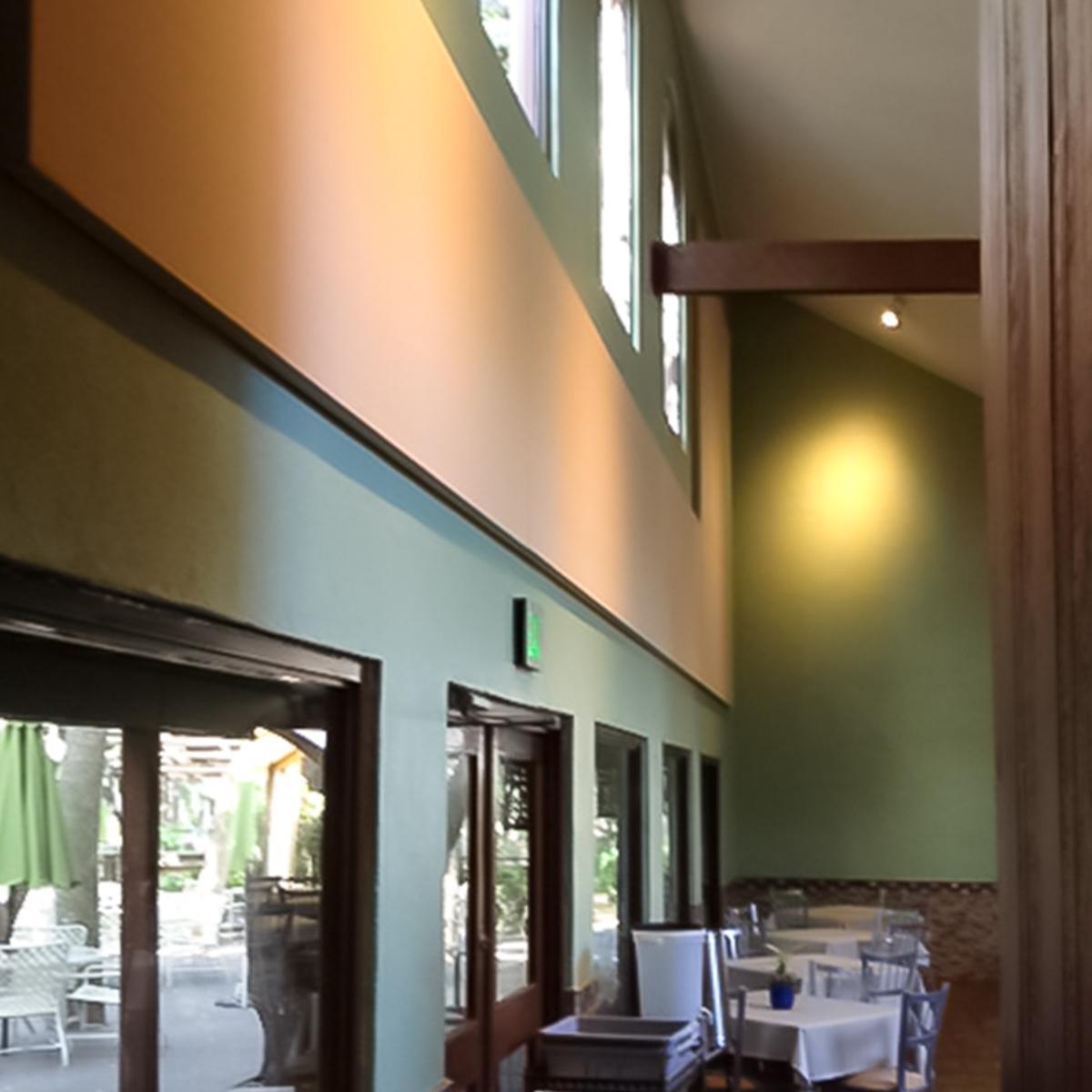 The dining area using 2” thickness AlphaSorb® panels on walls to reduce room reverberation.