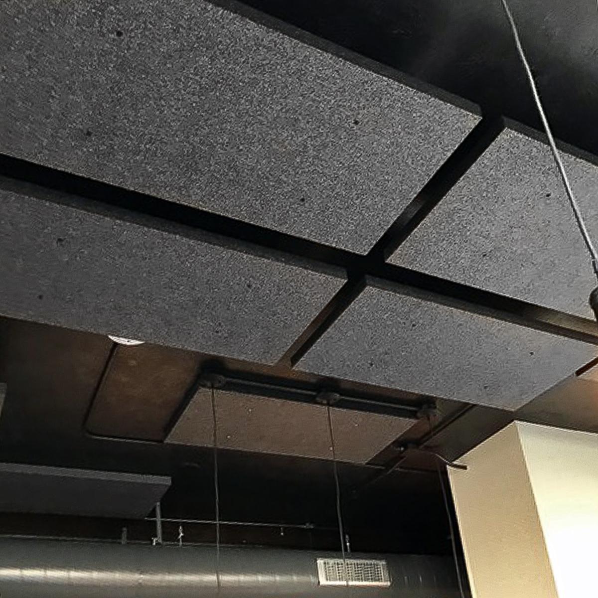 Acoustic panels reduce reverberation at Louie's Hanover Square Restaurant.