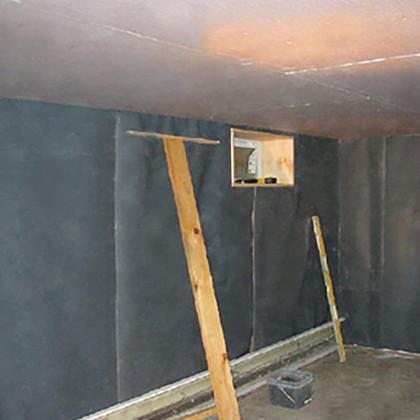 Milspray Military Technologies used AudioSeal® Mass Loaded Vinyl Soundproofing Barrier to block sound traveling through a newly-constructed wall.
