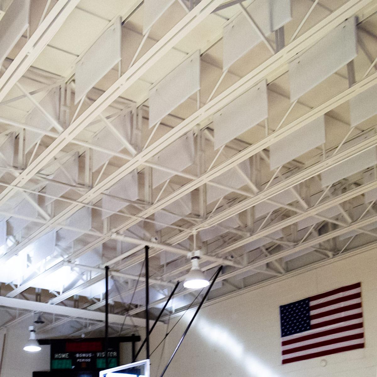 Moody Middle School’s Gymnasium is using AlphaEnviro® Baffles in ceiling to reduce reverberation in the room.