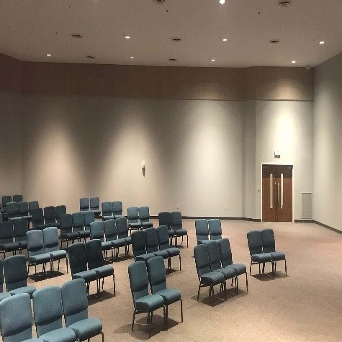 At Mt. Vernon Baptist Church, fabric wrapped panels line the walls to improve speech intelligibility during services. 