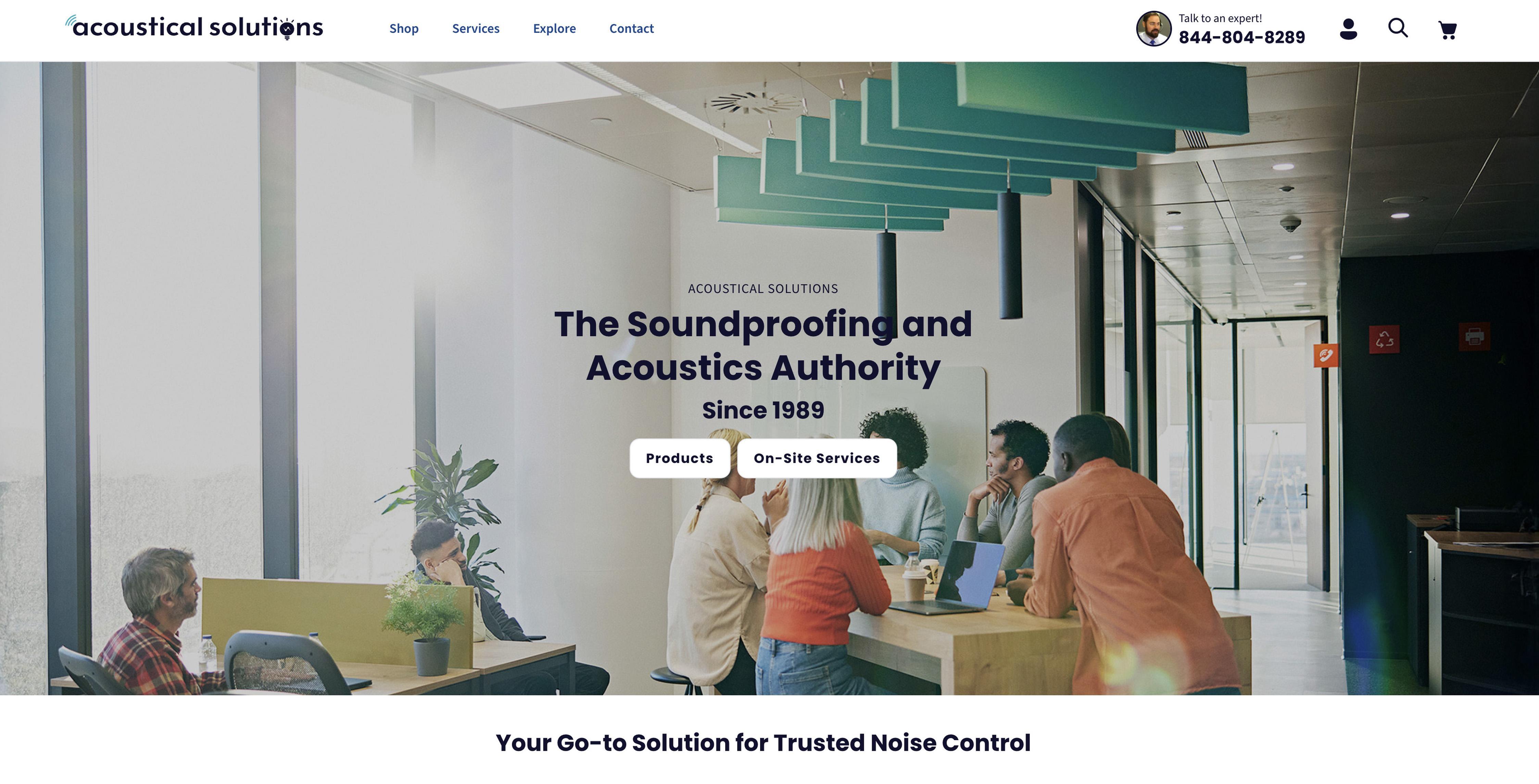 New Acoustical Solutions website homepage.