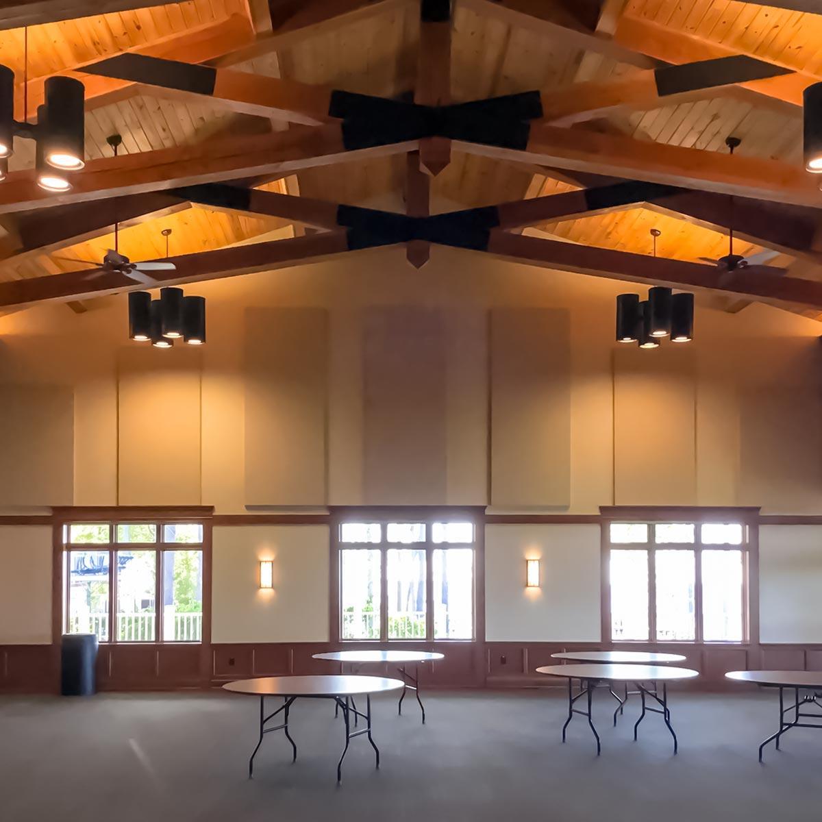 AlphaSorb® Fabric Wrapped Acoustic Panels on the walls of the Nutrien conference and event space.