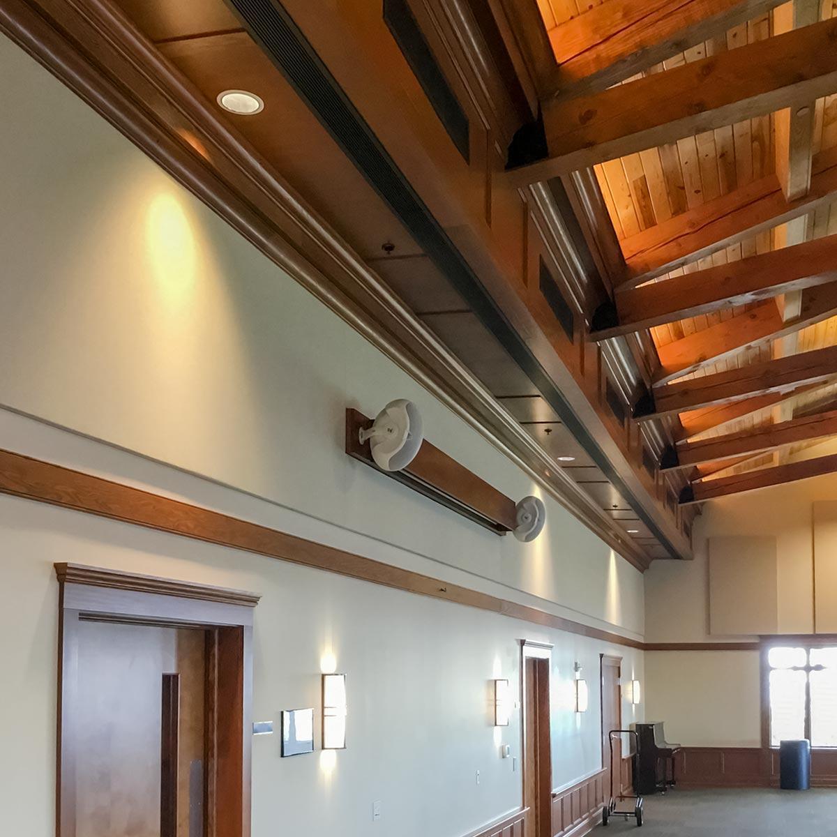 The  AcoustiWall Fabric Stretch System was utilized to provide a horizontal run of panels on the longer walls in one of Nutrien's open meeting spaces.