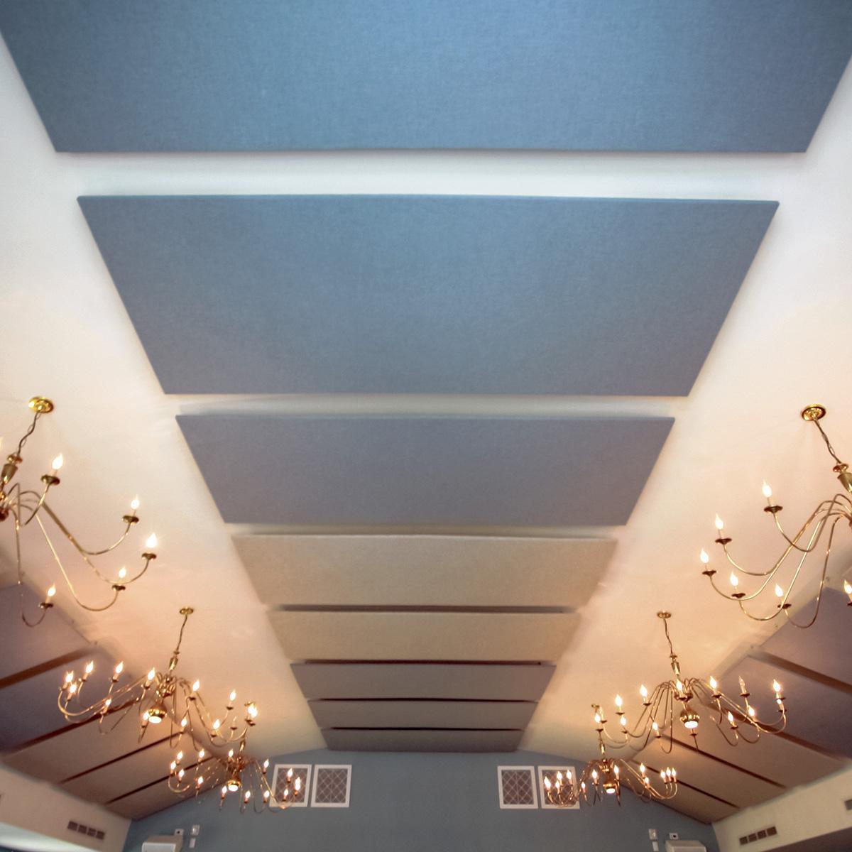 AlphaSorb® Clouds in ceiling of a multipurpose room to reduce sound reverberation.