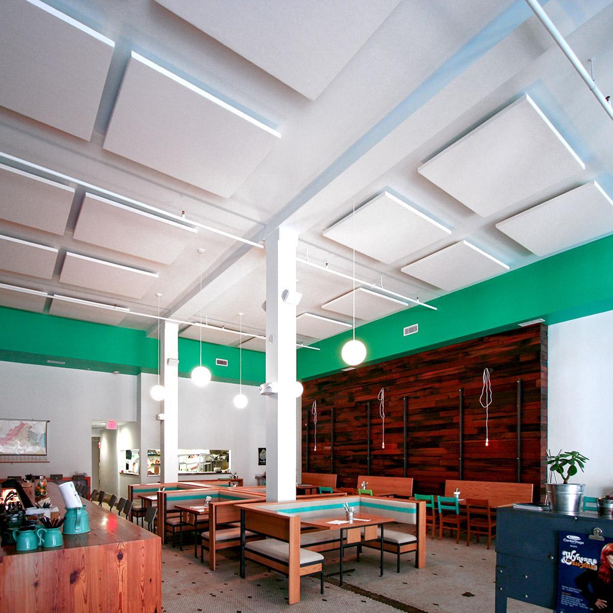 SoundSuede™ Ceiling Clouds in their dining room area to reduce ambient noise levels in restaurant.