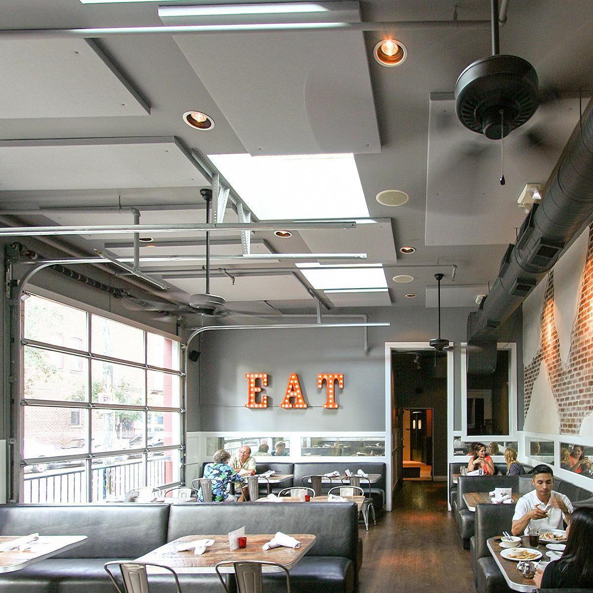 Pearl Raw Bar installed AlphaSorb® Acoustic Panels direct to the ceiling to improve the room acoustics.