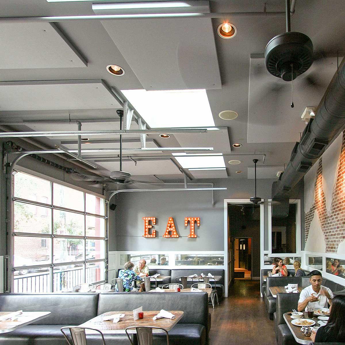 Pearl Raw Bar installed AlphaSorb® Acoustic Panels direct to the ceiling to improve the room acoustics.