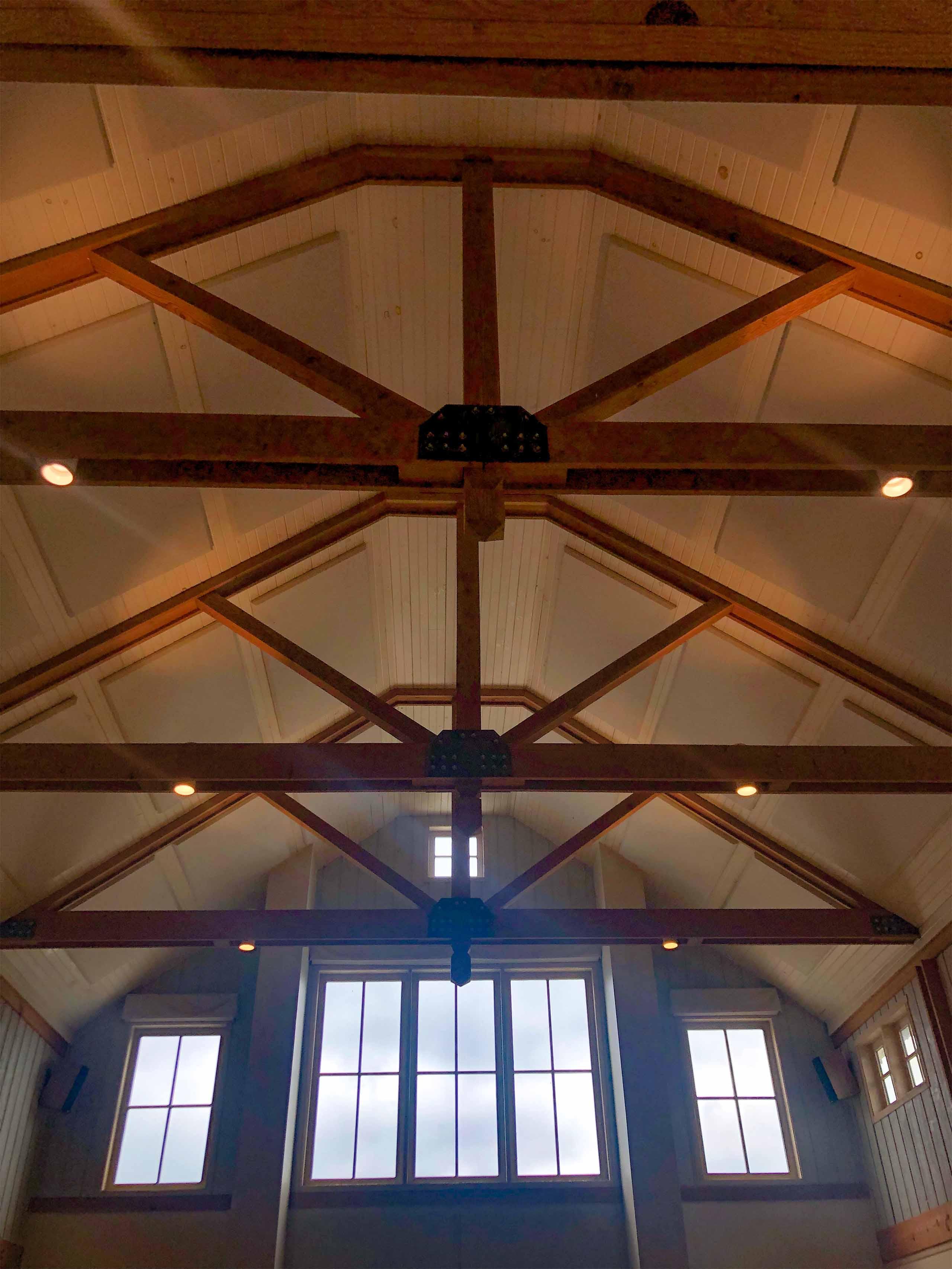 AlphaSorb® Fabric Wrapped Acoustic Panels installed in the ceiling and walls of the Granary at Pippin Hill.