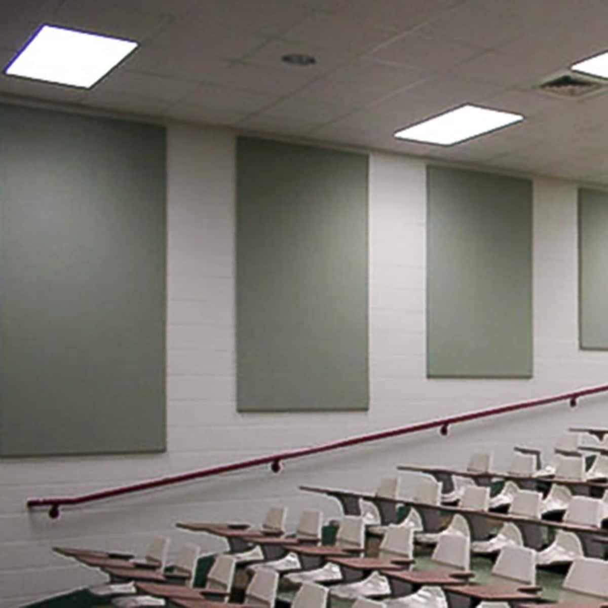 Acoustic panels tamed the reverb in this auditorium at Richard Bland College