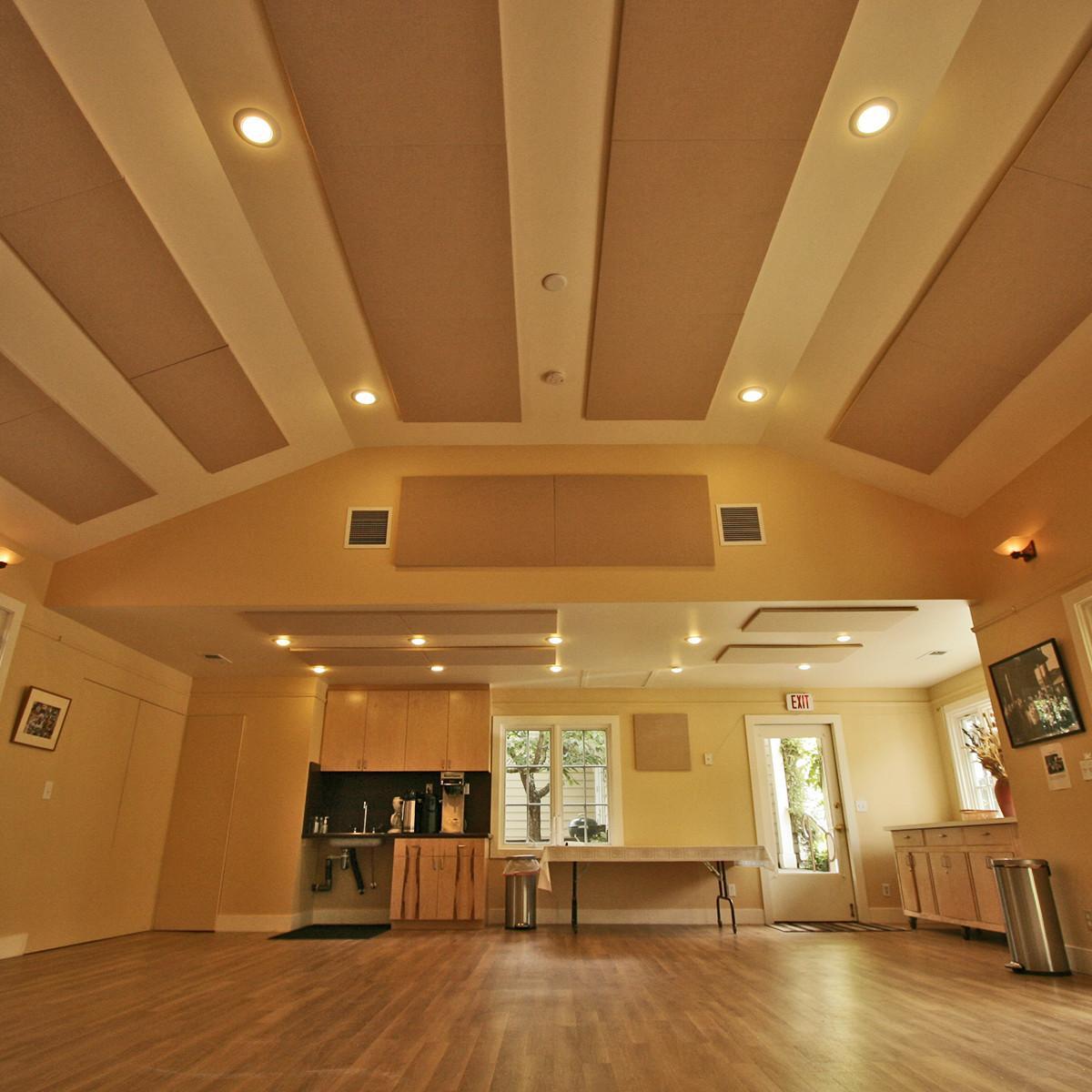 San Geronimo Community Presbyterian Church is using direct mount acoustical panels.