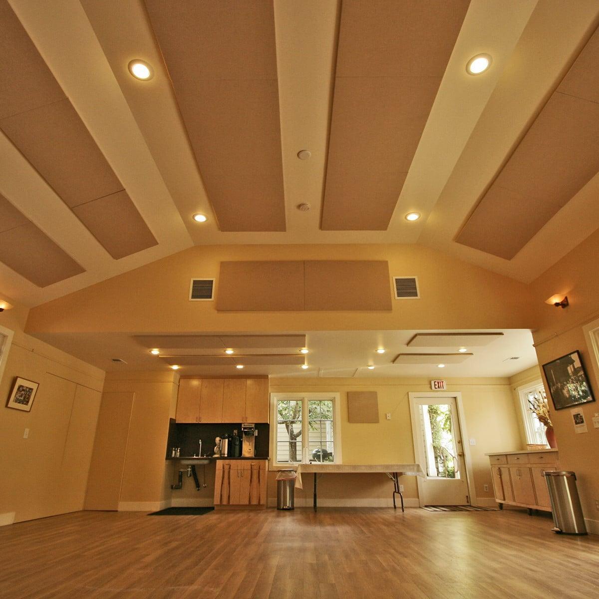 San Geronimo Community Presbyterian Church is using direct mount acoustical panels.